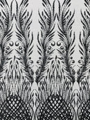 Wing Feather Damask Beaded Lace 54" Wide | New Creations Fabric & Foam Inc.