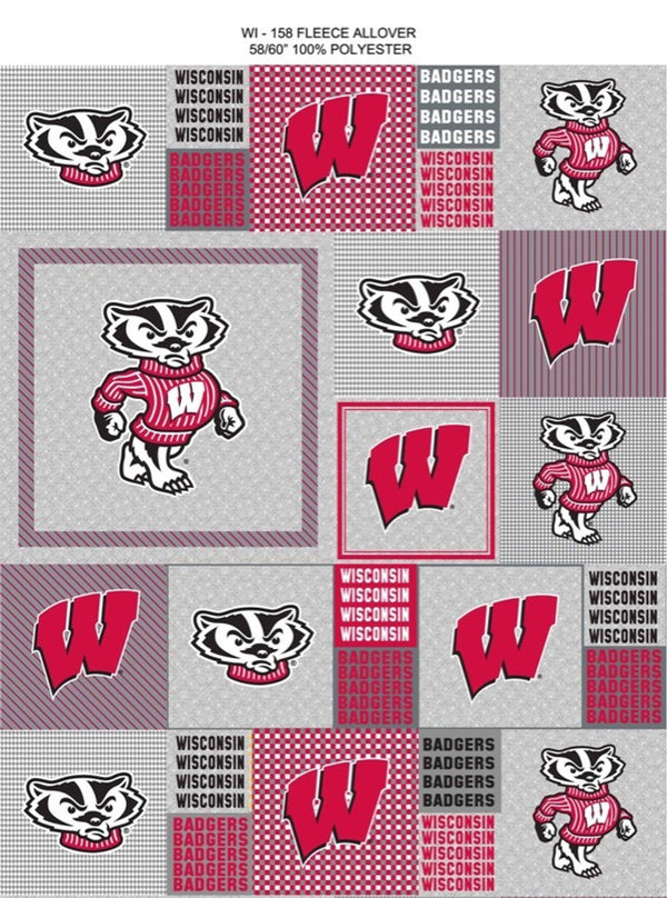 Wisconsin Badgers - Fleece - Patches - Heather Gray