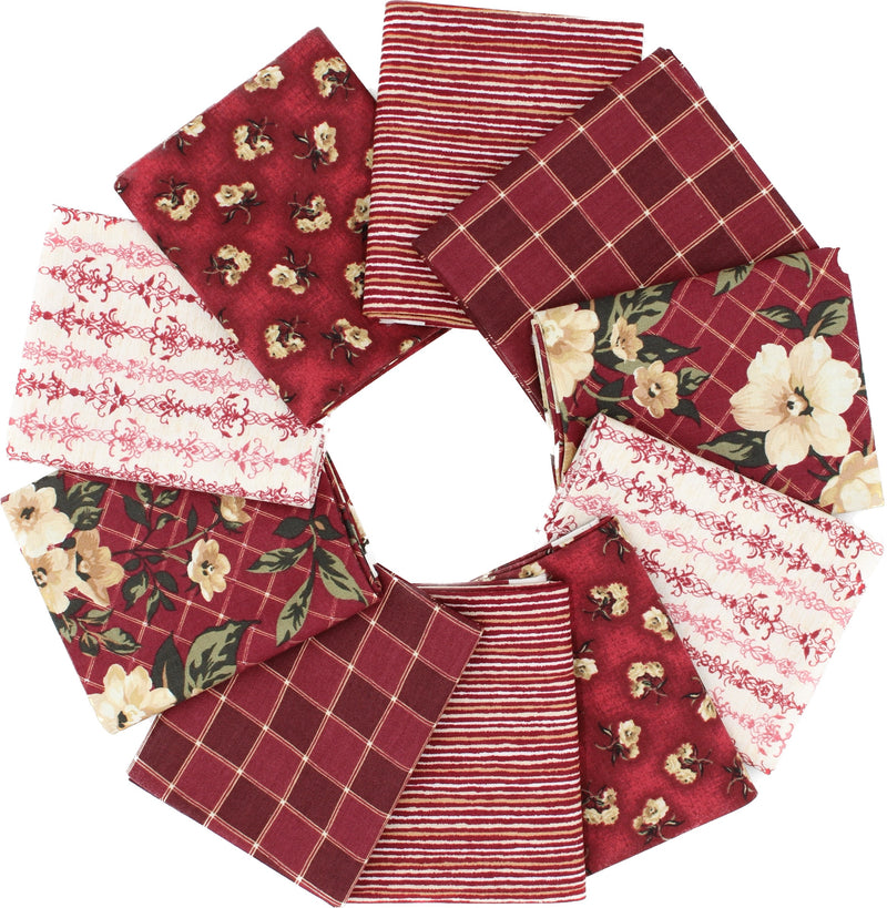 Bri's Home Collection - Fat Quarter Bundle - 10 pack (Burgundy)